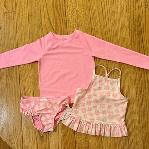 Old Navy Pink Floral Kids Swim Rashguard Set 2T PLAY for chalk stains